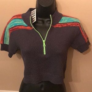 U O Far Out half zip tee sweater